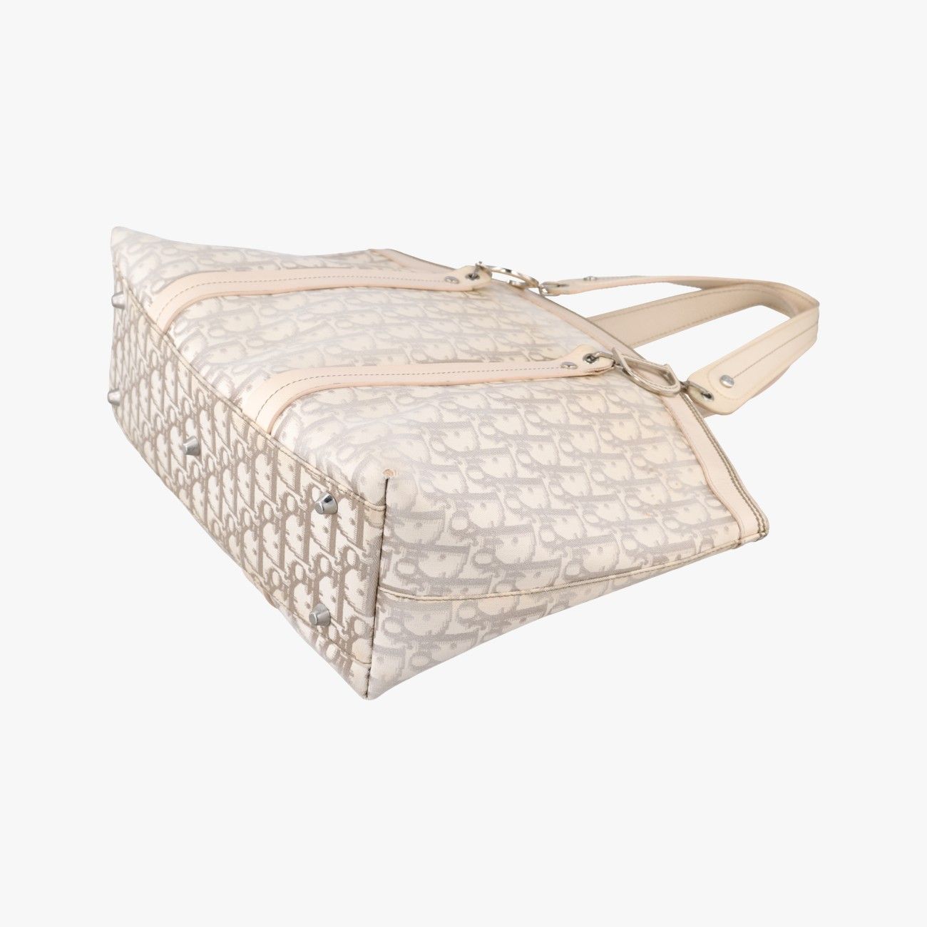 Dior Trotter Flower Line White Beige Multicolor Canvas Leather Handbag — view 6