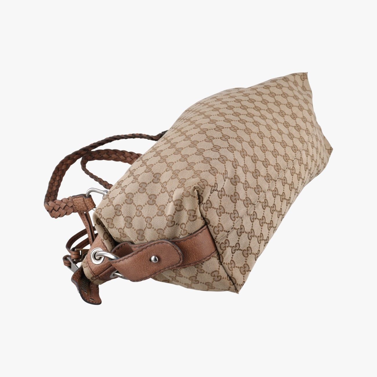 Gucci Bamboo Brown Canvas Leather Handbag — view 5