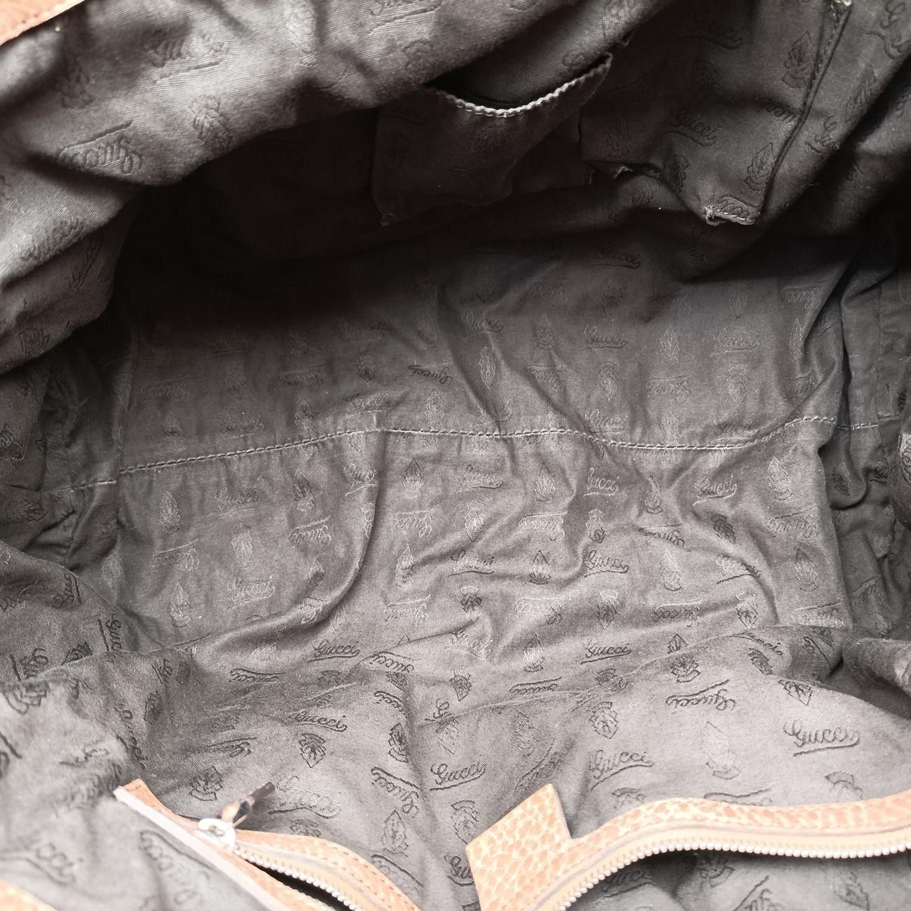 Gucci Bamboo Brown Canvas Leather Handbag — view 9