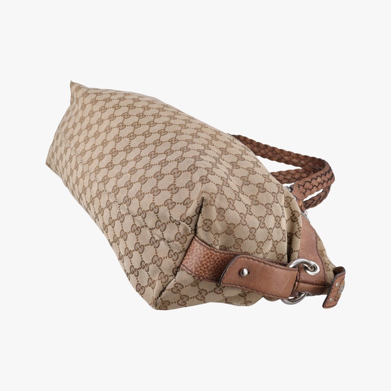 Gucci Bamboo Brown Canvas Leather Handbag — view 4