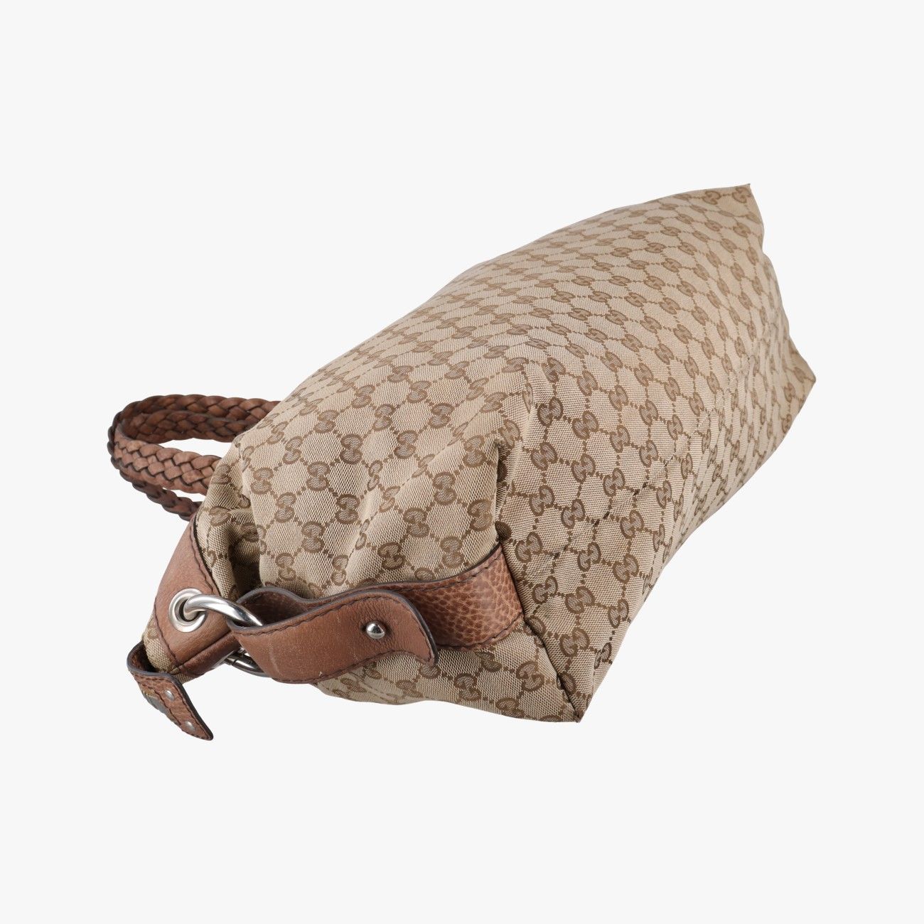 Gucci Bamboo Brown Canvas Leather Handbag — view 7