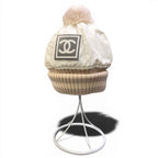 Chanel Vintage Sports CC Logo Lining Fleece Knit Cap Beanie Cap M Off White — view 3