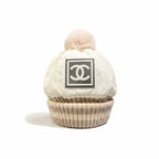 Chanel Vintage Sports CC Logo Lining Fleece Knit Cap Beanie Cap M Off White