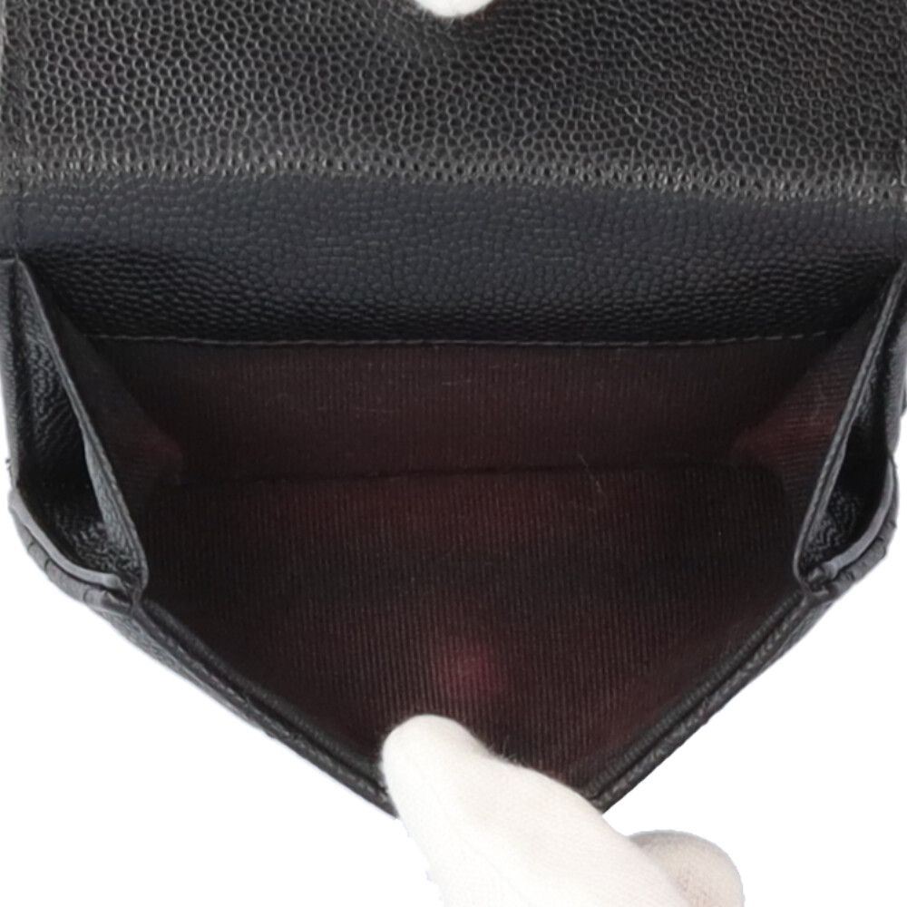 Chanel Mesh CC Logo Trifold Wallet Caviar Leather — view 7