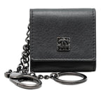 Chanel CC Logo Key Holder Bag Charm Photo Case Black Leather