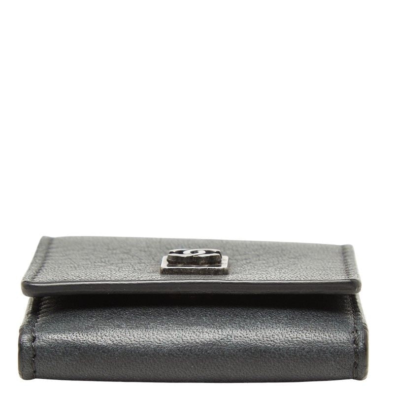 Chanel CC Logo Key Holder Bag Charm Photo Case Black Leather — view 3