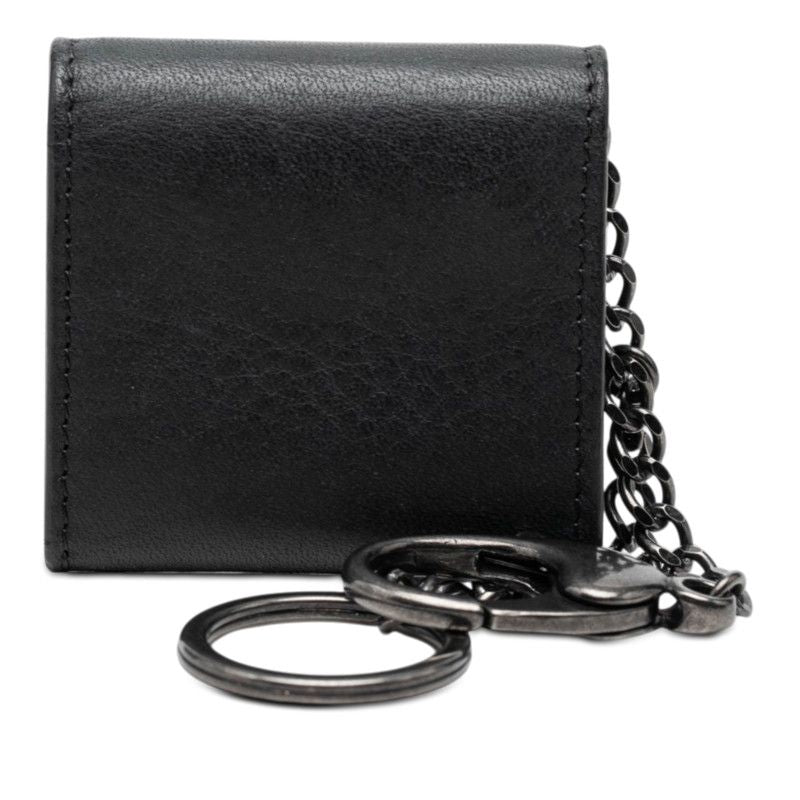 Chanel CC Logo Key Holder Bag Charm Photo Case Black Leather — view 2