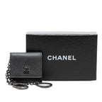 Chanel CC Logo Key Holder Bag Charm Photo Case Black Leather — view 7