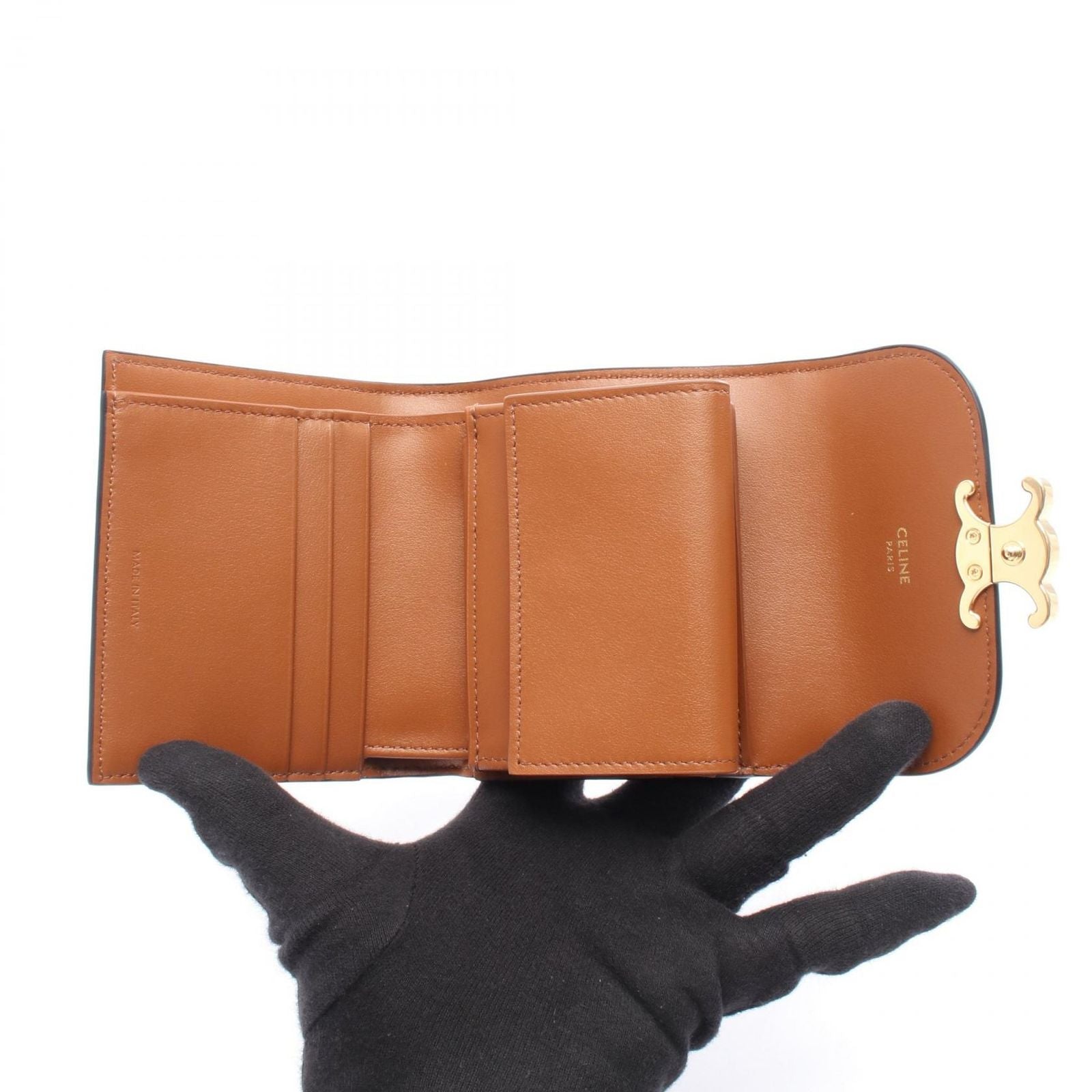 Celine Trifold Wallet Small Flap Triomphe Leather — view 3