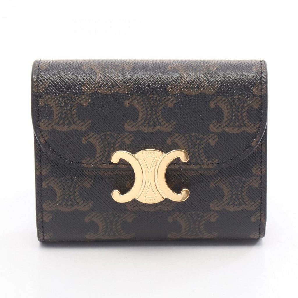 Celine Trifold Wallet Small Flap Triomphe Leather