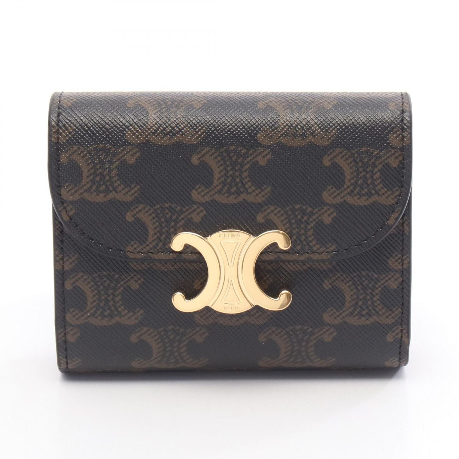 Celine Trifold Wallet Small Flap Triomphe Leather