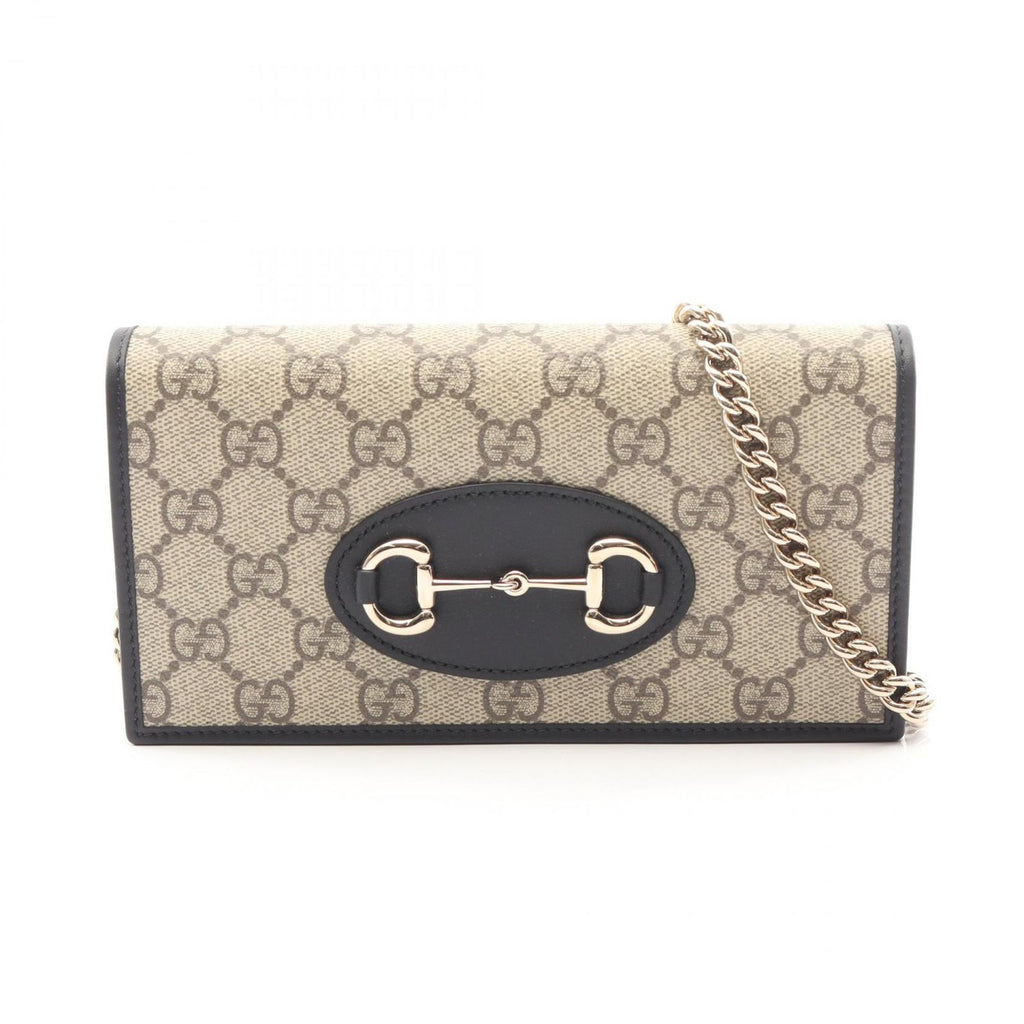 Gucci Shoulder Bag Horsebit GG Supreme Canvas Leather Chain Wallet