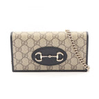 Gucci Shoulder Bag Horsebit GG Supreme Canvas Leather Chain Wallet