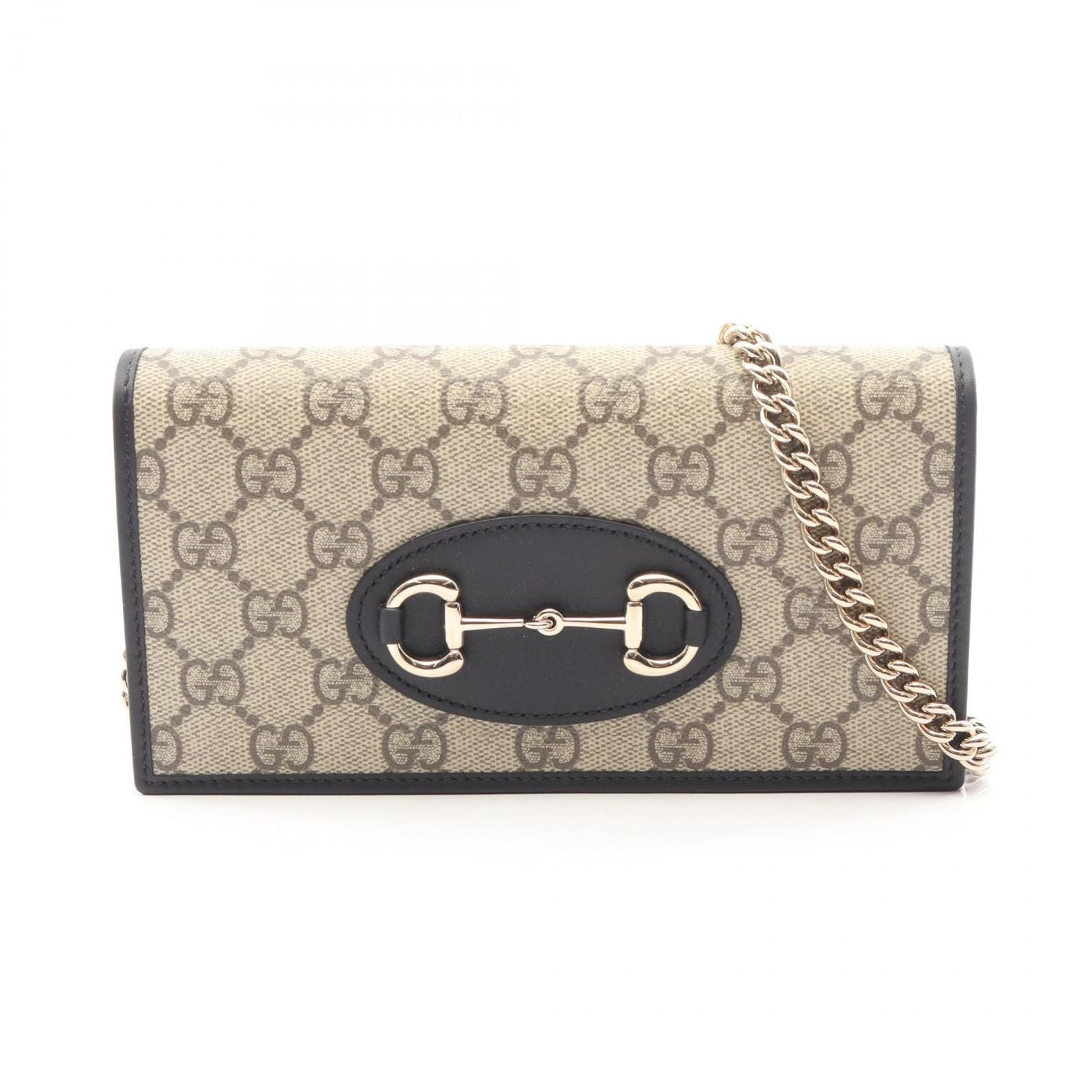 Gucci Shoulder Bag Horsebit GG Supreme Canvas Leather Chain Wallet