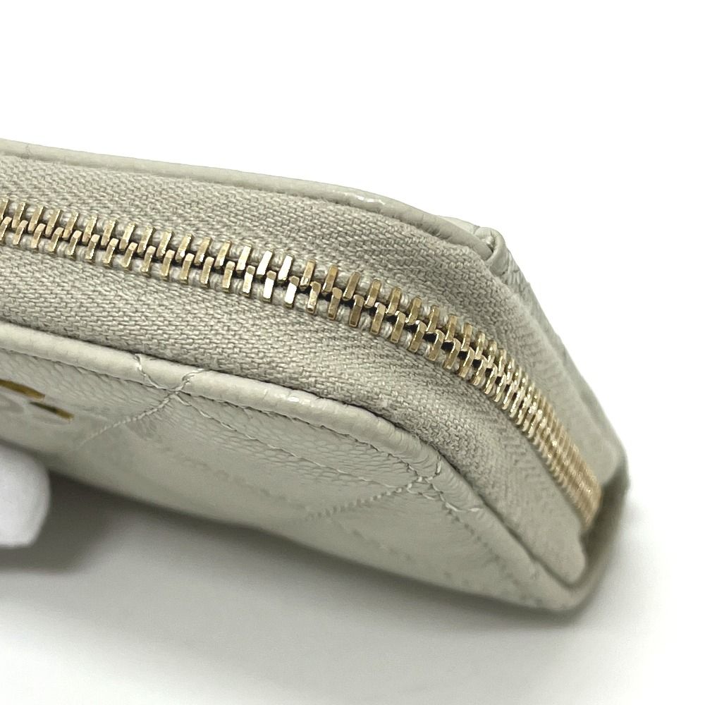 Chanel Coin Case CC Logo Quilted Caviar Leather Gray — view 6