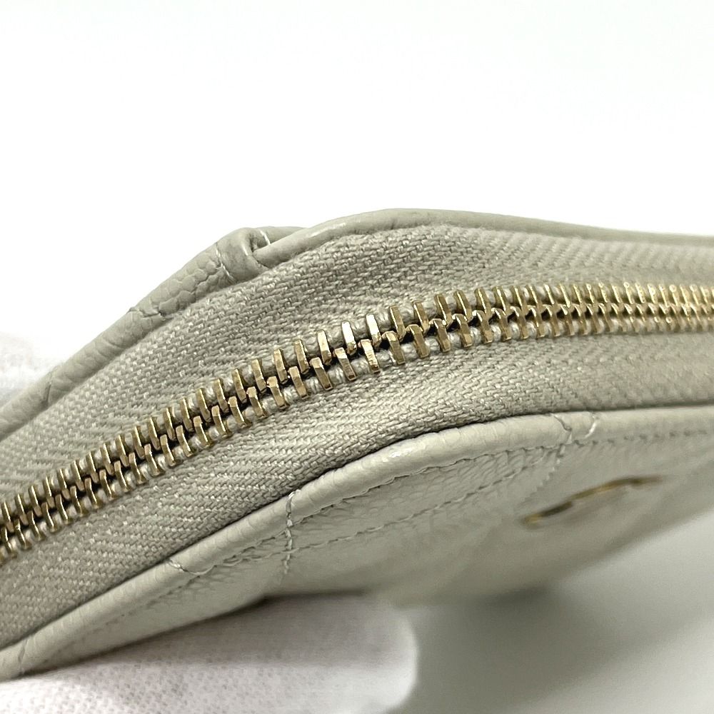 Chanel Coin Case CC Logo Quilted Caviar Leather Gray — view 7