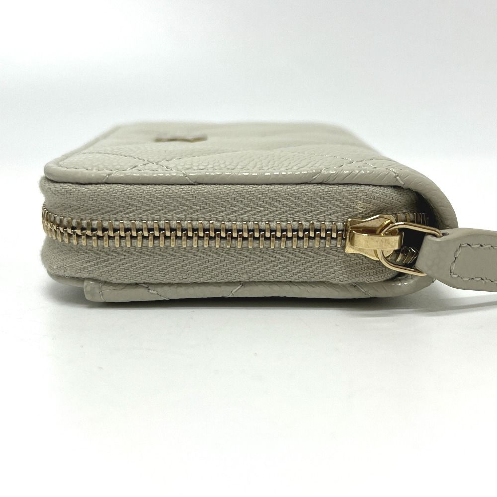 Chanel Coin Case CC Logo Quilted Caviar Leather Gray — view 3
