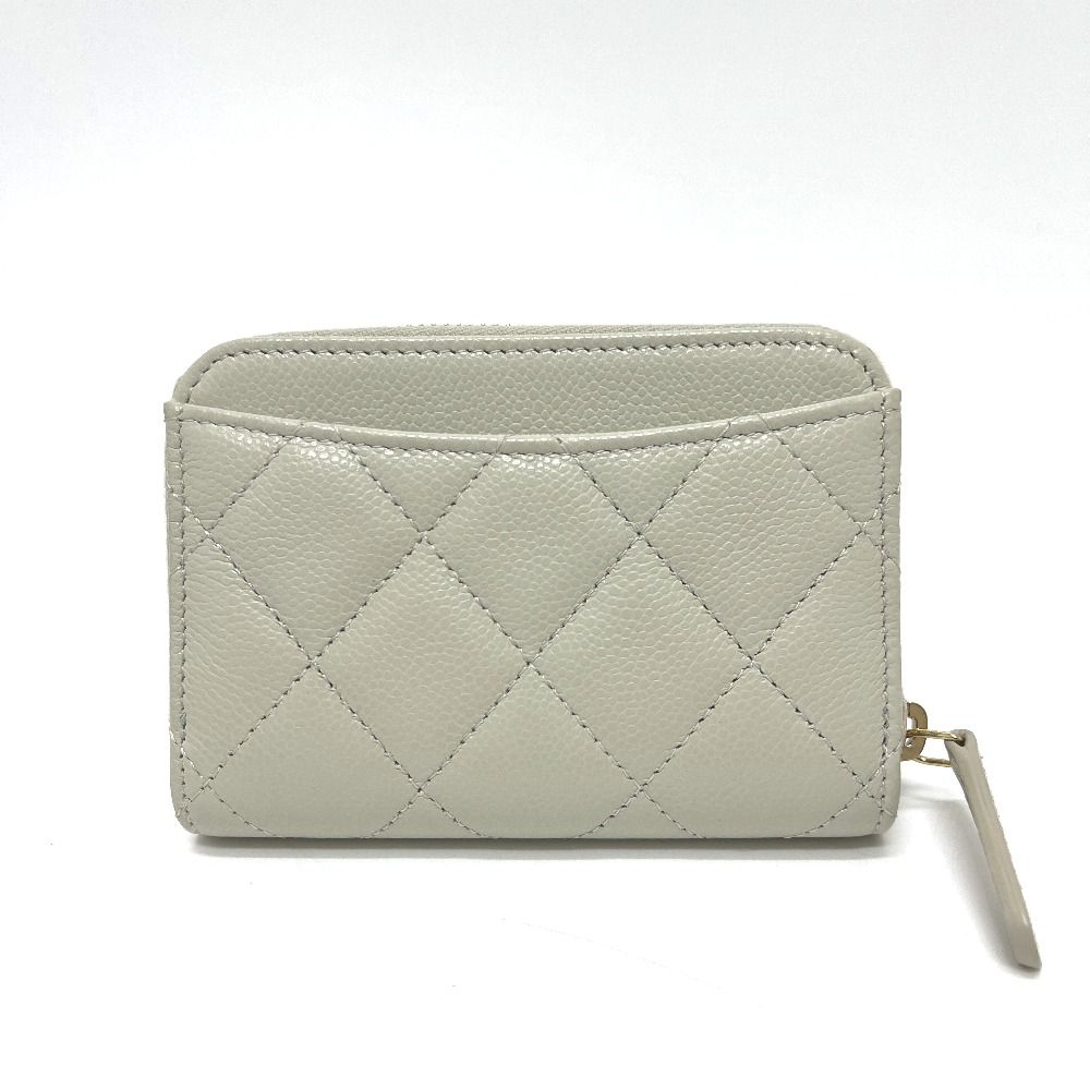 Chanel Coin Case CC Logo Quilted Caviar Leather Gray — view 2