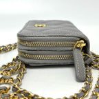 Chanel Shoulder Bag Quilted Caviar Leather Gray — view 6
