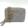 Chanel Shoulder Bag Quilted Caviar Leather Gray