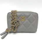 Chanel Shoulder Bag Quilted Caviar Leather Gray