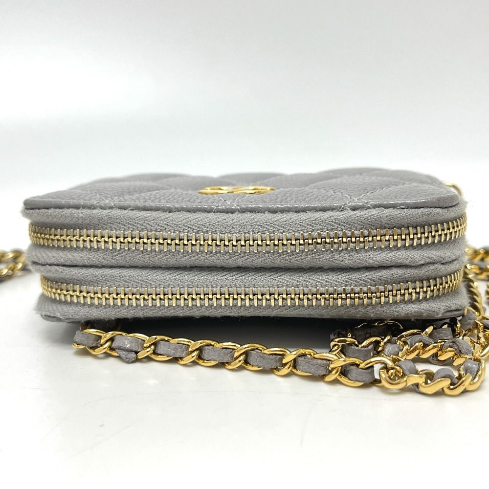 Chanel Shoulder Bag Quilted Caviar Leather Gray — view 5