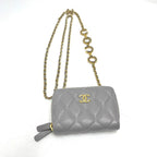 Chanel Shoulder Bag Quilted Caviar Leather Gray — view 3