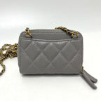 Chanel Shoulder Bag Quilted Caviar Leather Gray — view 2