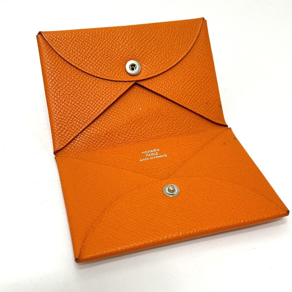 Hermes Card Case Calvi Veau Epsom Orange — view 7
