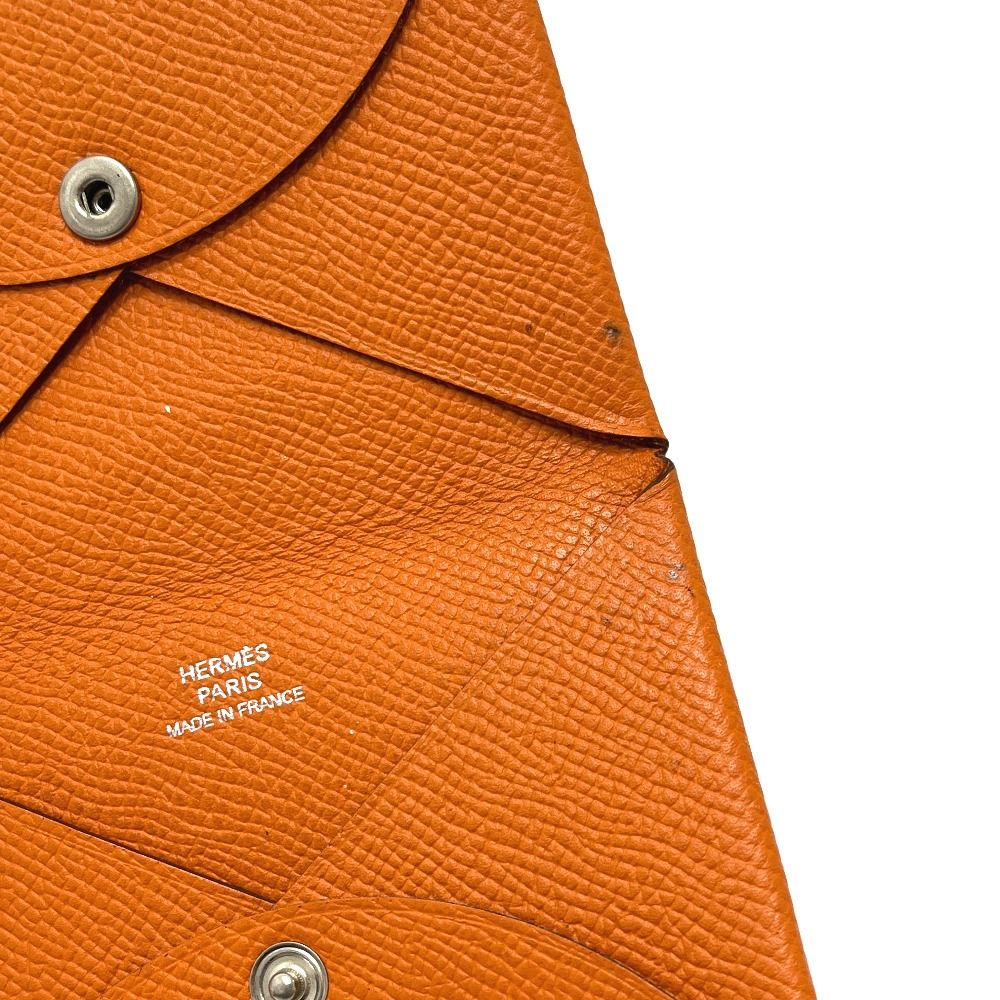 Hermes Card Case Calvi Veau Epsom Orange — view 8