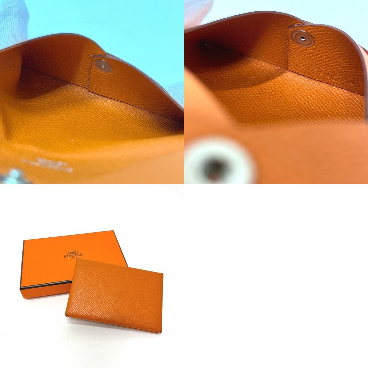 Hermes Card Case Calvi Veau Epsom Orange — view 9