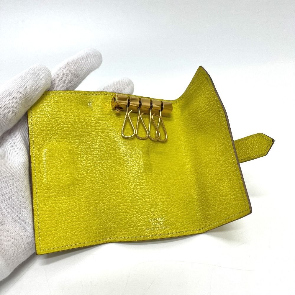 Hermes Key Case Bearn Chevre Coromandel Yellow Key Holder — view 8