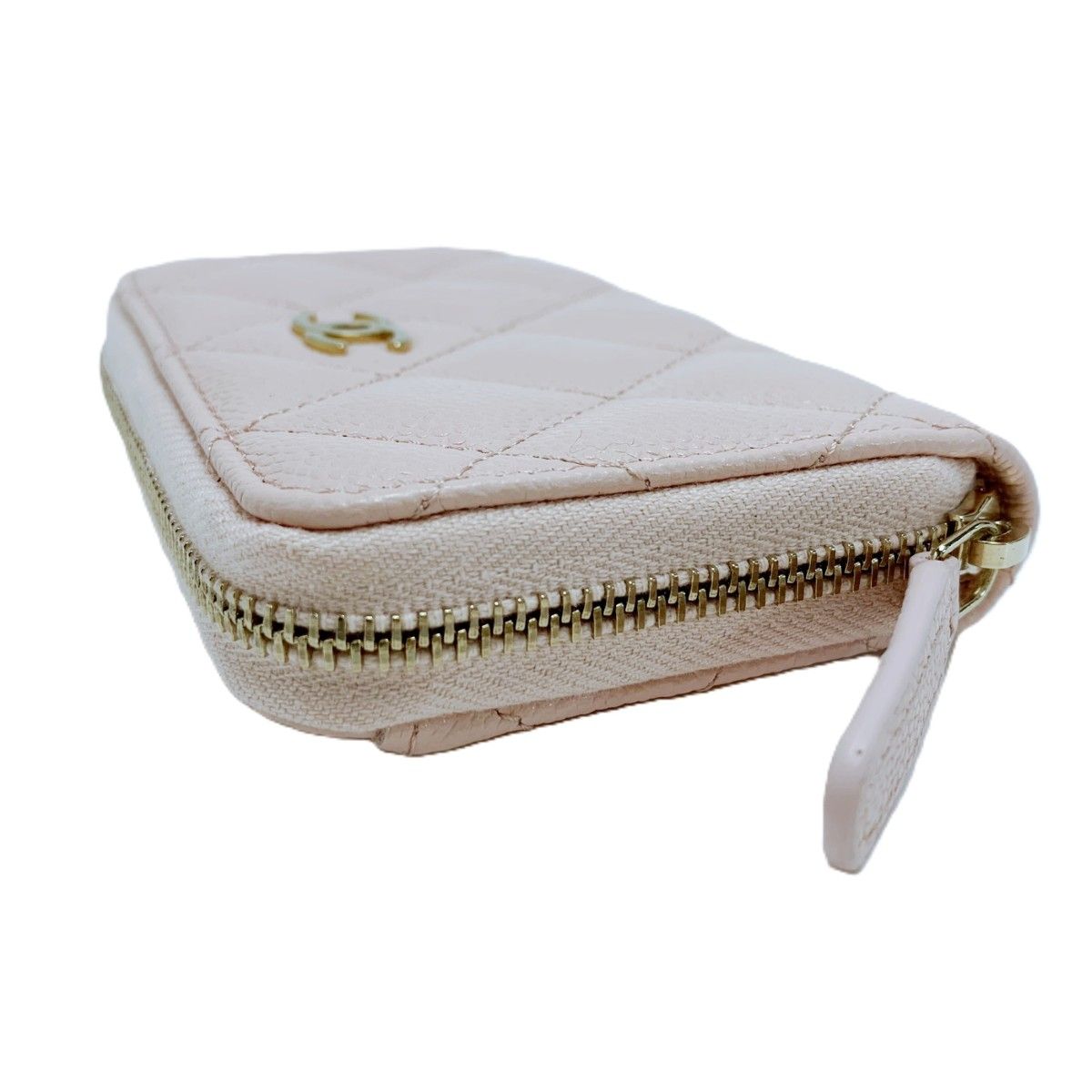 Chanel Coin Case Quilted Caviar Leather Pink Wallet Gold — view 3