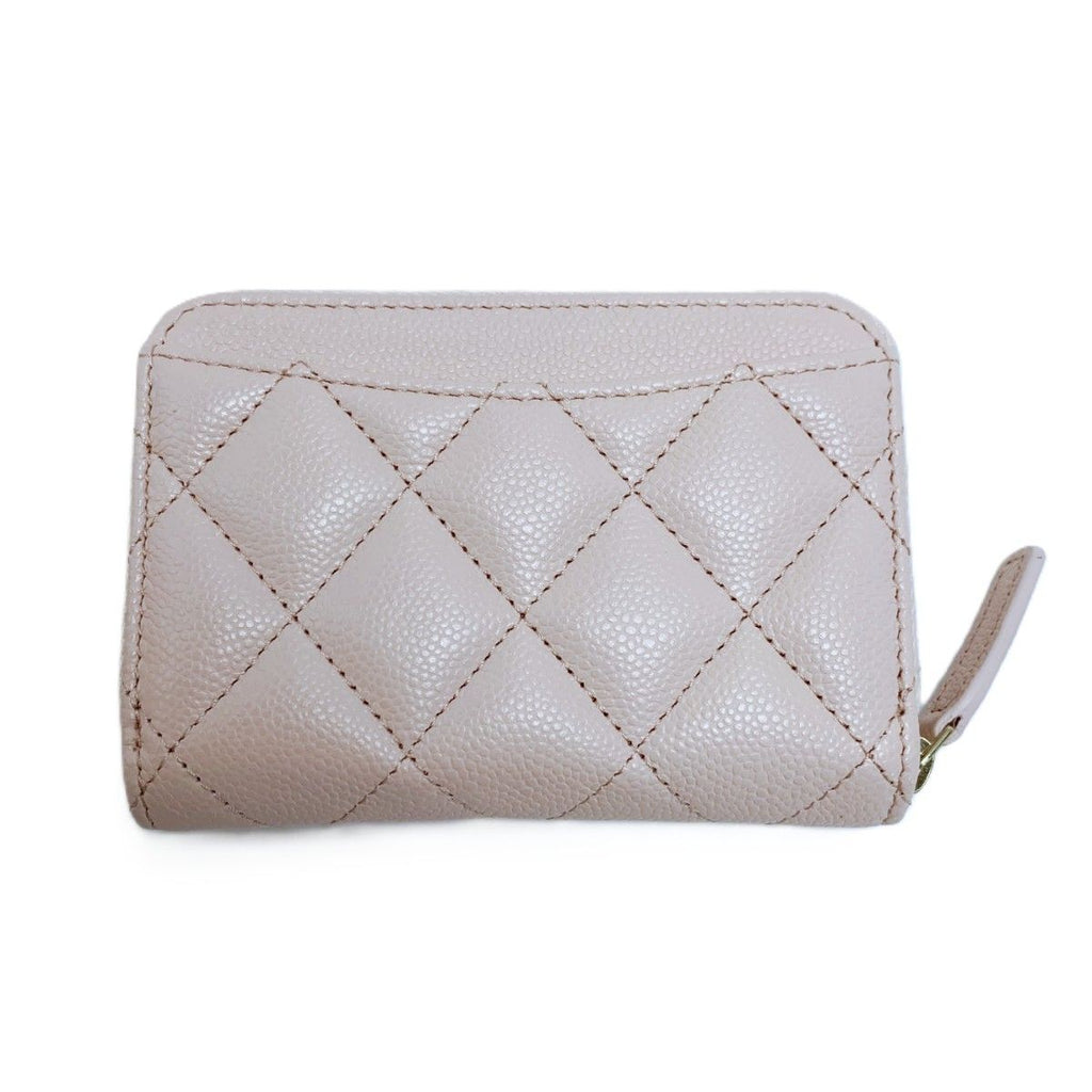 Chanel Coin Case Quilted Caviar Leather Pink Wallet Gold — view 2