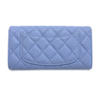 Chanel Wallet Long Flap Quilted Caviar Leather Blue Silver — view 2