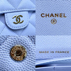Chanel Wallet Long Flap Quilted Caviar Leather Blue Silver — view 9