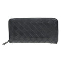 Bottega Veneta Wallet Zip Around Black Leather