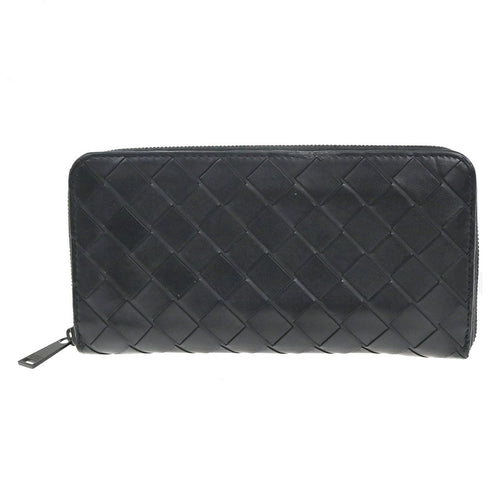 Bottega Veneta Wallet Zip Around Black Leather
