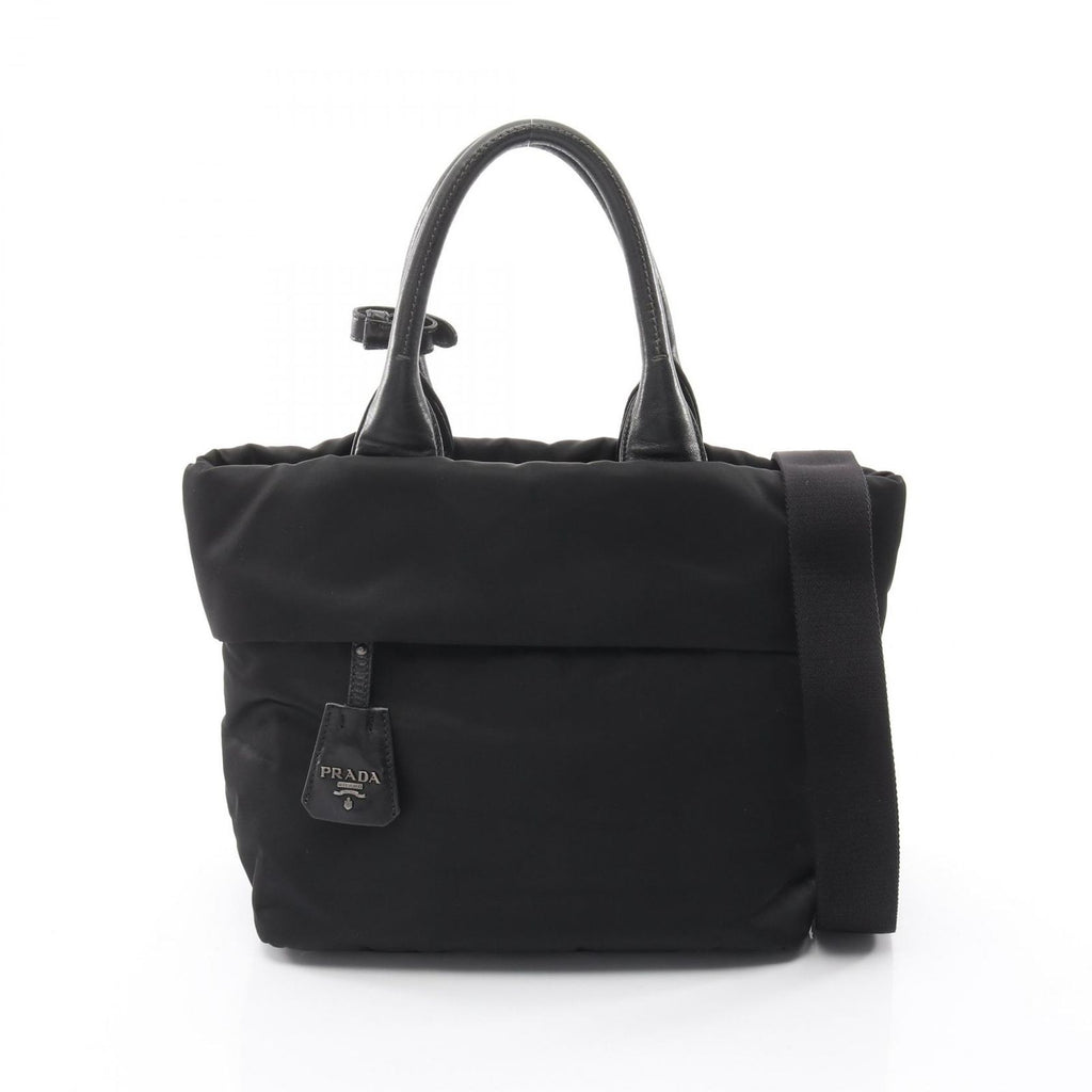 Prada Handbag Black Nylon Leather 2-Way Shoulder