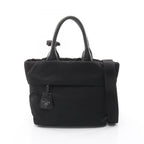Prada Handbag Black Nylon Leather 2-Way Shoulder