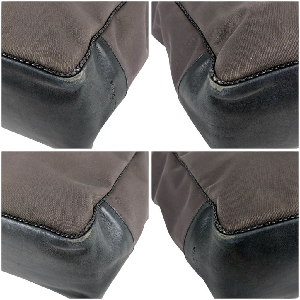Bottega Veneta Canvas Intrecciato Leather Mini Tote Shoulder Bag Black Gray — view 5