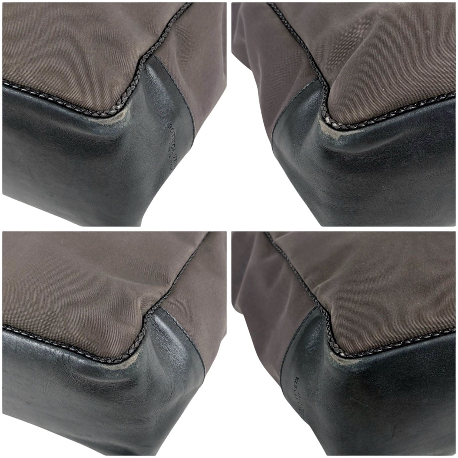 Bottega Veneta Canvas Intrecciato Leather Mini Tote Shoulder Bag Black Gray — view 5