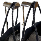 Bottega Veneta Canvas Intrecciato Leather Mini Tote Shoulder Bag Black Gray — view 6