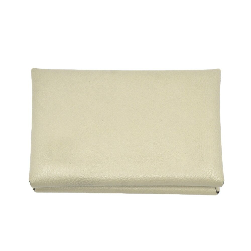Hermes Calvi Duo Coin Case Card White Ever Leather Silver