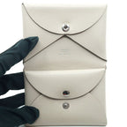 Hermes Calvi Duo Coin Case Card White Ever Leather Silver — view 6