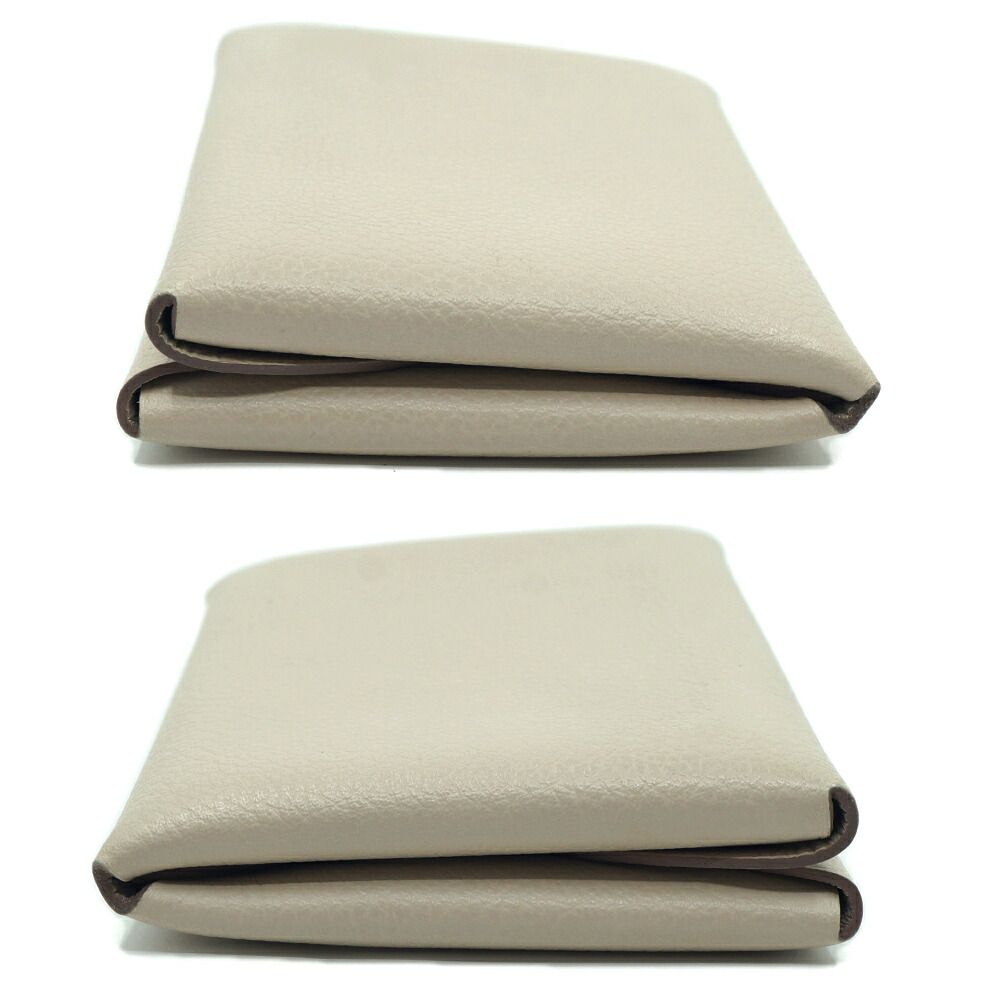 Hermes Calvi Duo Coin Case Card White Ever Leather Silver — view 4