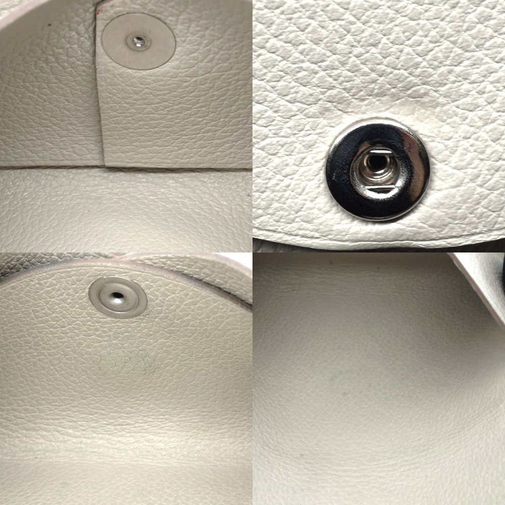 Hermes Calvi Duo Coin Case Card White Ever Leather Silver — view 9