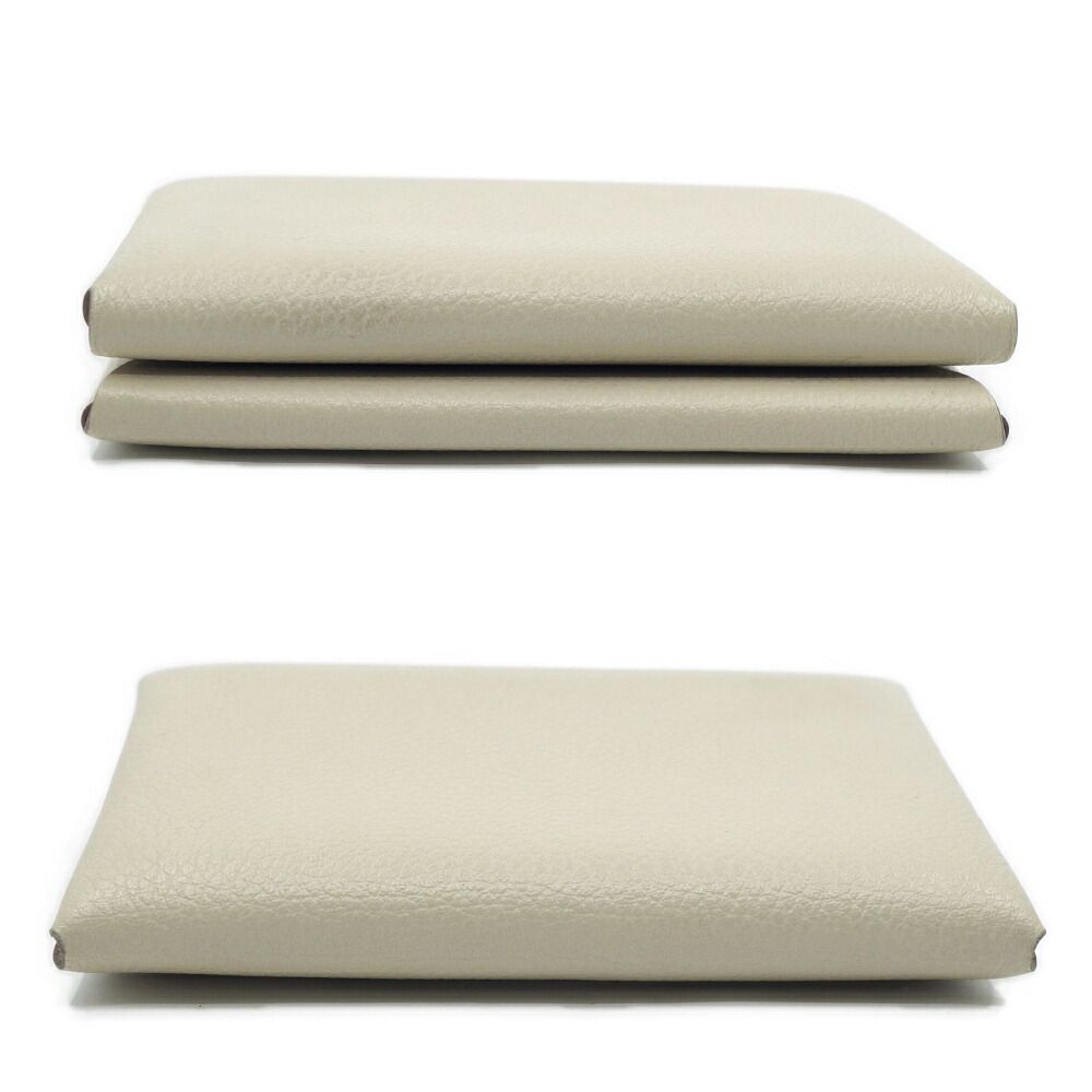 Hermes Calvi Duo Coin Case Card White Ever Leather Silver — view 3