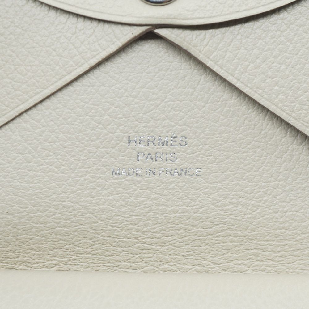 Hermes Calvi Duo Coin Case Card White Ever Leather Silver — view 8