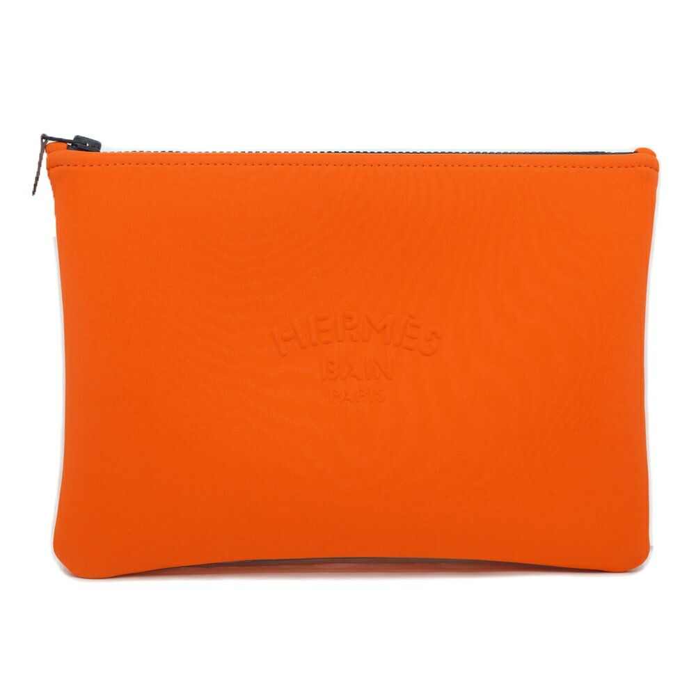 Hermes Neobain MM Orange Nylon Clutch Pouch